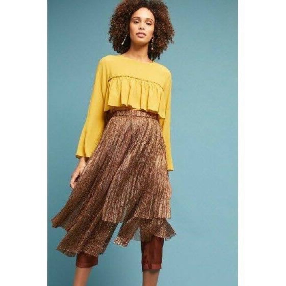 Anthropologie Women's Metallic Skirted Pants